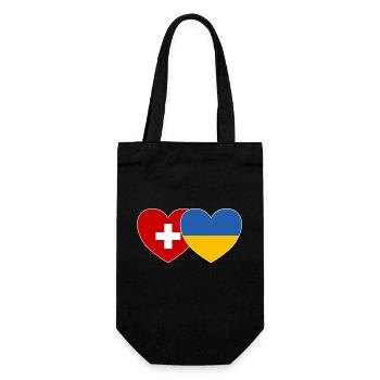 Ukraine Suisse Flag Heart - Sac à bouteille - noir - Devant