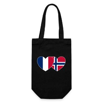 France Norvège Drapeau Cœur - Sac à bouteille - noir - Devant