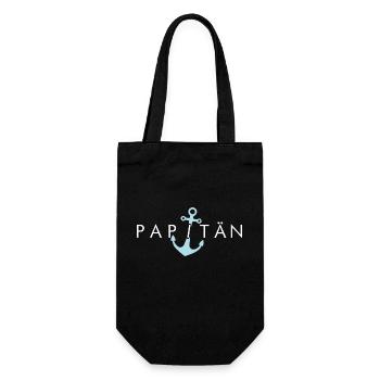 PAPITÄN - DAD - DADDY - ANKER - Geschenkidee - Geschenkbeutel für Flaschen - Schwarz - Vorne