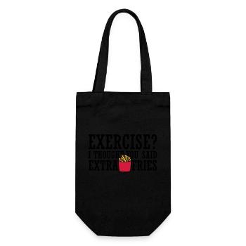 Exercise Extra Fries Quote - Gift Bag for Bottles - black - Front