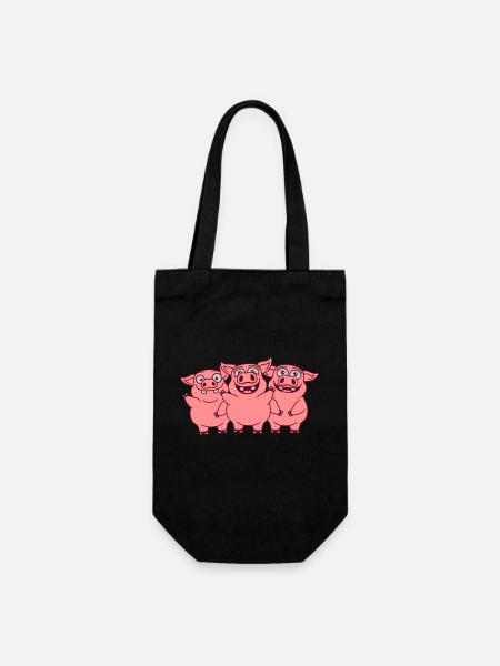 Drôle drôle drôle d’équipe de cochons - Sac à bouteille - noir