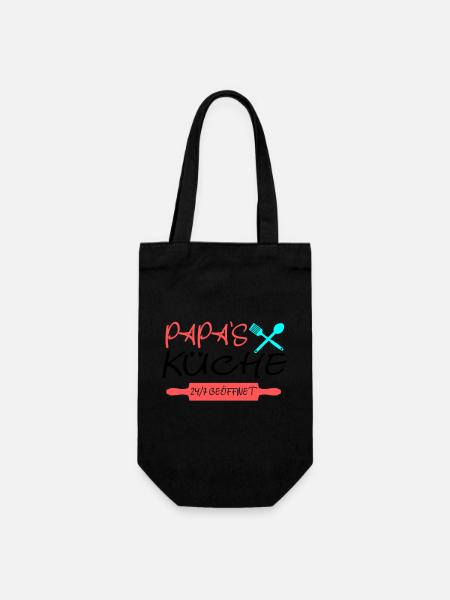Papas Küche 24h - Geschenkbeutel für Flaschen - Schwarz