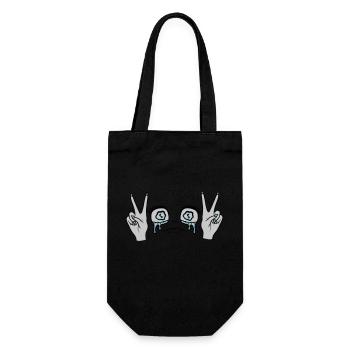 Female Victory Hand Signal Girl - Gift Bag for Bottles - black - Front