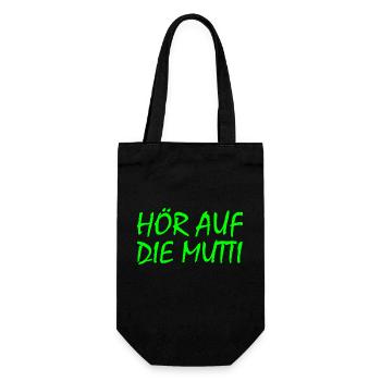 Hör auf die mutti - Geschenkbeutel für Flaschen - Schwarz - Vorne