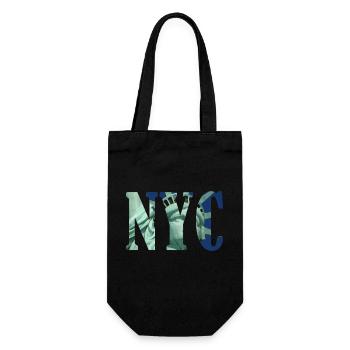 NYC Typografie mit Freiheitsstatue - Geschenkbeutel für Flaschen - Schwarz - Vorne
