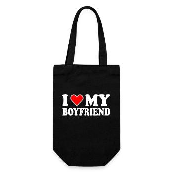 I love my boyfriend - Geschenkbeutel für Flaschen - Schwarz - Vorne