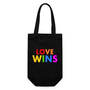 Love wins - Geschenkbeutel für Flaschen - Schwarz - Vorne