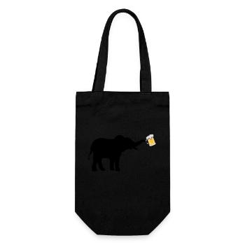 Bier Krug Elefant cool - Geschenkbeutel für Flaschen - Schwarz - Vorne
