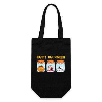 Halloween Kürbis Skelett - Geschenkbeutel für Flaschen - Schwarz - Vorne