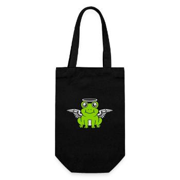 Heiligenschein Flügel Frosch Engel - Geschenkbeutel für Flaschen - Schwarz - Vorne