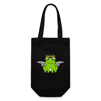 Engel Frosch Flügel Heiligenschein - Geschenkbeutel für Flaschen - Schwarz - Vorne