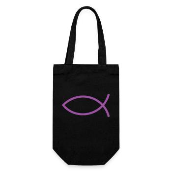 Jesusfisch Ichthys Fisch Fische - Geschenkbeutel für Flaschen - Schwarz - Vorne