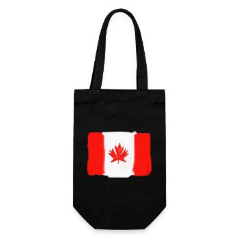 Canada Flag Watercolor, Maple Leaf Bold Brush Flag - Gift Bag for Bottles - black - Front