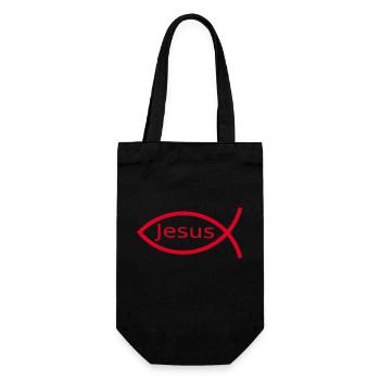 Jesusfisch Ichthys Fisch Fische - Geschenkbeutel für Flaschen - Schwarz - Vorne