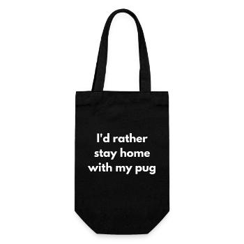 Je préfère rester à la maison avec mon chien - Chien mignon et drôle - Sac à bouteille - noir - Devant