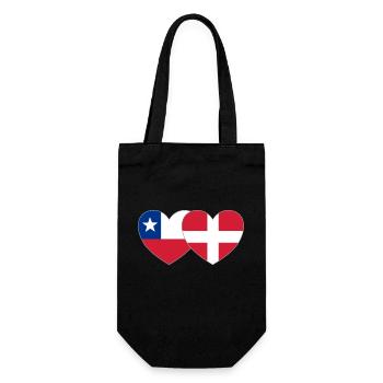 Chile Dänemark Flagge Herz - Geschenkbeutel für Flaschen - Schwarz - Vorne