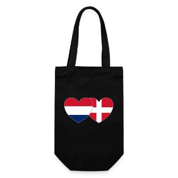 Pays-Bas Danemark Flag Heart - Sac à bouteille - noir - Devant