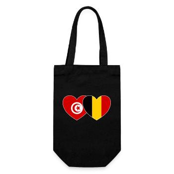 Tunisie Belgique Drapeau Coeur - Sac à bouteille - noir - Devant