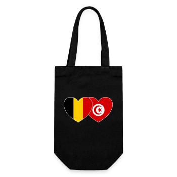 Belgium Tunisia Flag Heart - Gift Bag for Bottles - black - Front