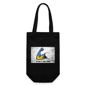 Slava Ukraini lettering motto Ukraine flex muscles - Gift Bag for Bottles - black - Front