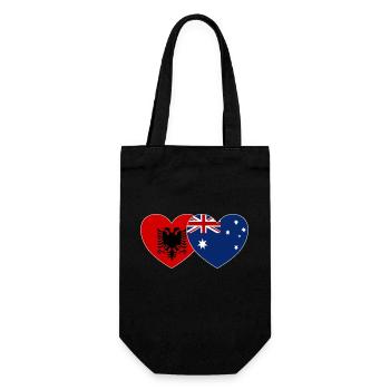 Albanien Australien Flagge Herz - Geschenkbeutel für Flaschen - Schwarz - Vorne