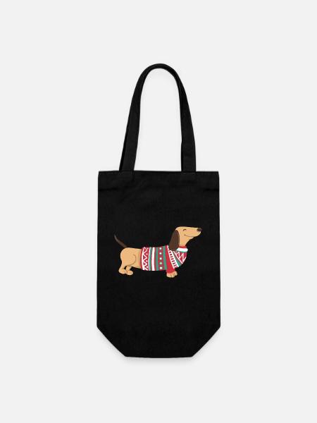 Lustiger Weihnachtsdackel Weihnachten Dackel Hund - Geschenkbeutel für Flaschen - Schwarz