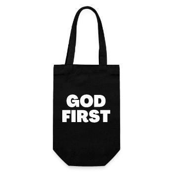 Dieu d’abord - Citations chrétiennes - Sac à bouteille - noir - Devant