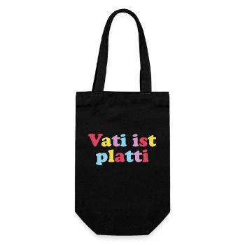 vati ist platti - Geschenkbeutel für Flaschen - Schwarz - Vorne