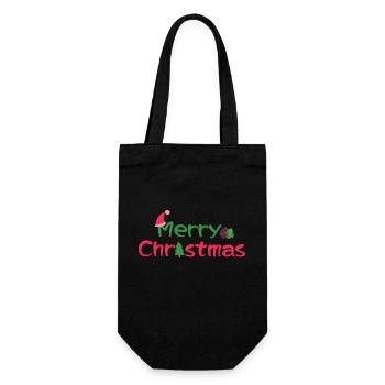 merry Christmas 6 - Geschenkbeutel für Flaschen - Schwarz - Vorne