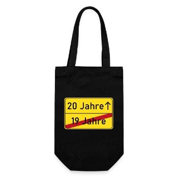 20. Geburtstag Ortsschild - Geschenkbeutel für Flaschen - Schwarz - Vorne