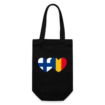 Finland Romania Flag Heart - Gift Bag for Bottles - black - Front