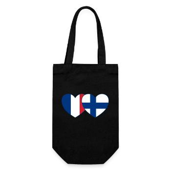 France Finlande Flag Coeur - Sac à bouteille - noir - Devant