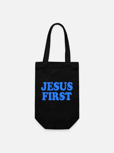 Jesus first - Geschenkbeutel für Flaschen - Schwarz