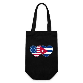 USA Cuba Flag Heart - Gift Bag for Bottles - black - Front