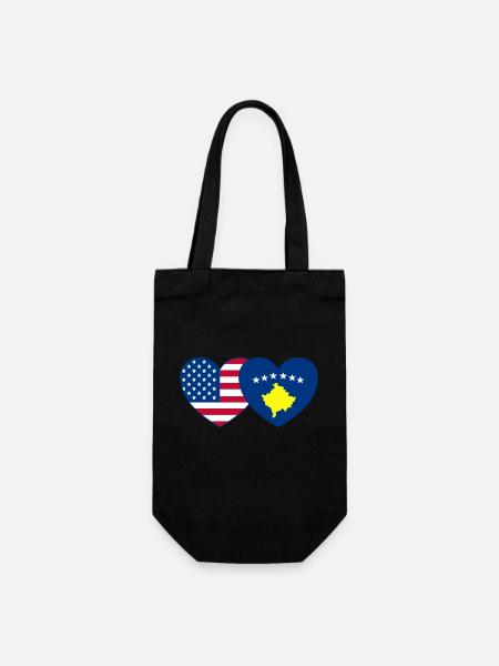 USA Kosovo Flagge Herz - Geschenkbeutel für Flaschen - Schwarz