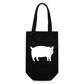 Schwein süß Schweinchen Schweine Tier Tiere 04 - Geschenkbeutel für Flaschen - Schwarz - Vorne