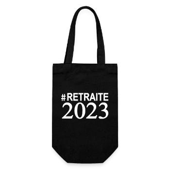 Retraite, hashtag retraite 2023 Blanc - Sac à bouteille - noir - Devant