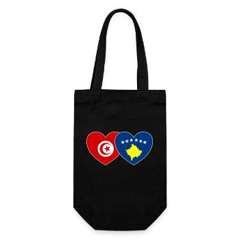 Tunesien Kosovo Flagge Herz - Geschenkbeutel für Flaschen - Schwarz - Vorne