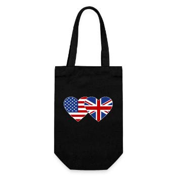 USA England Flagge Herz - Geschenkbeutel für Flaschen - Schwarz - Vorne