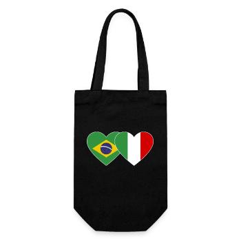Italie Brésil Drapeau Coeur large - Sac à bouteille - noir - Devant