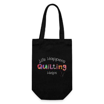 Life Happens Quilting Helps - Artisanat T-Shirt - Sac à bouteille - noir - Devant