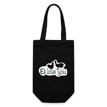 Ei love you - Geschenkbeutel für Flaschen - Schwarz - Vorne