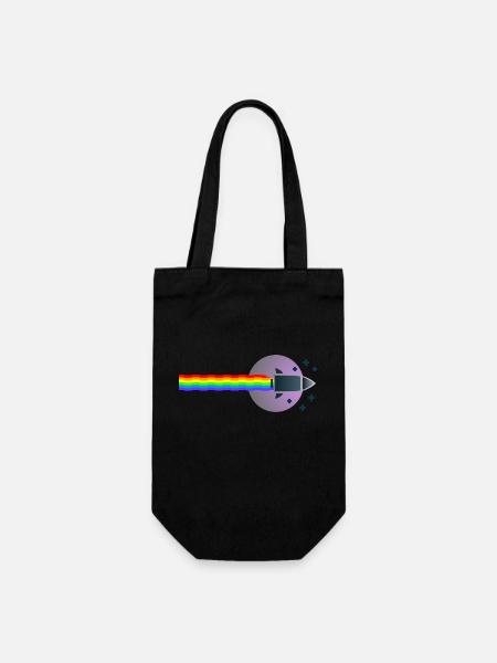 Nyam Rainbow Rocket to the Moon - Geschenkbeutel für Flaschen - Schwarz