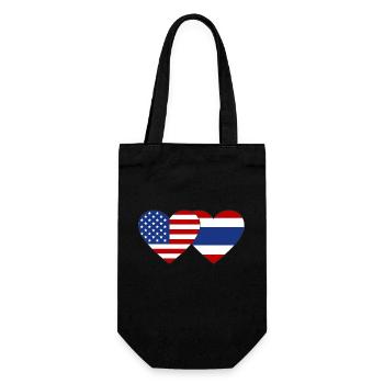 USA Thailand Flagge Herz - Geschenkbeutel für Flaschen - Schwarz - Vorne