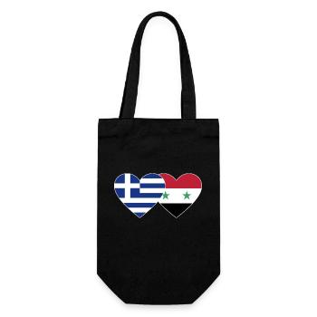 Greece Syria Flag Heart - Gift Bag for Bottles - black - Front