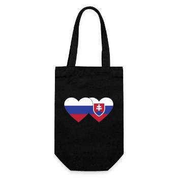Russland Slowakei Flagge Herz - Geschenkbeutel für Flaschen - Schwarz - Vorne