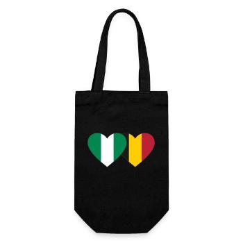 Nigeria Belgien Flagge Herz - Geschenkbeutel für Flaschen - Schwarz - Vorne