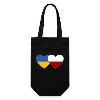 Ukraine Poland Flag Heart - Gift Bag for Bottles - black - Front