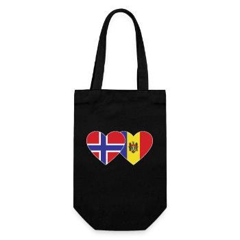 Norwegen Moldawien Flagge Herz - Geschenkbeutel für Flaschen - Schwarz - Vorne