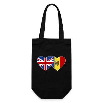 England Moldova Flag Heart - Gift Bag for Bottles - black - Front